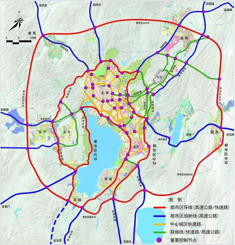 昆明都市区骨架路网系统规划图
