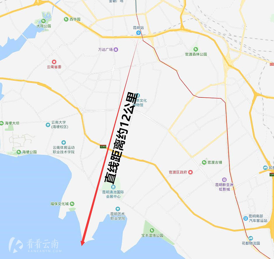 昆明南北大道大致走向