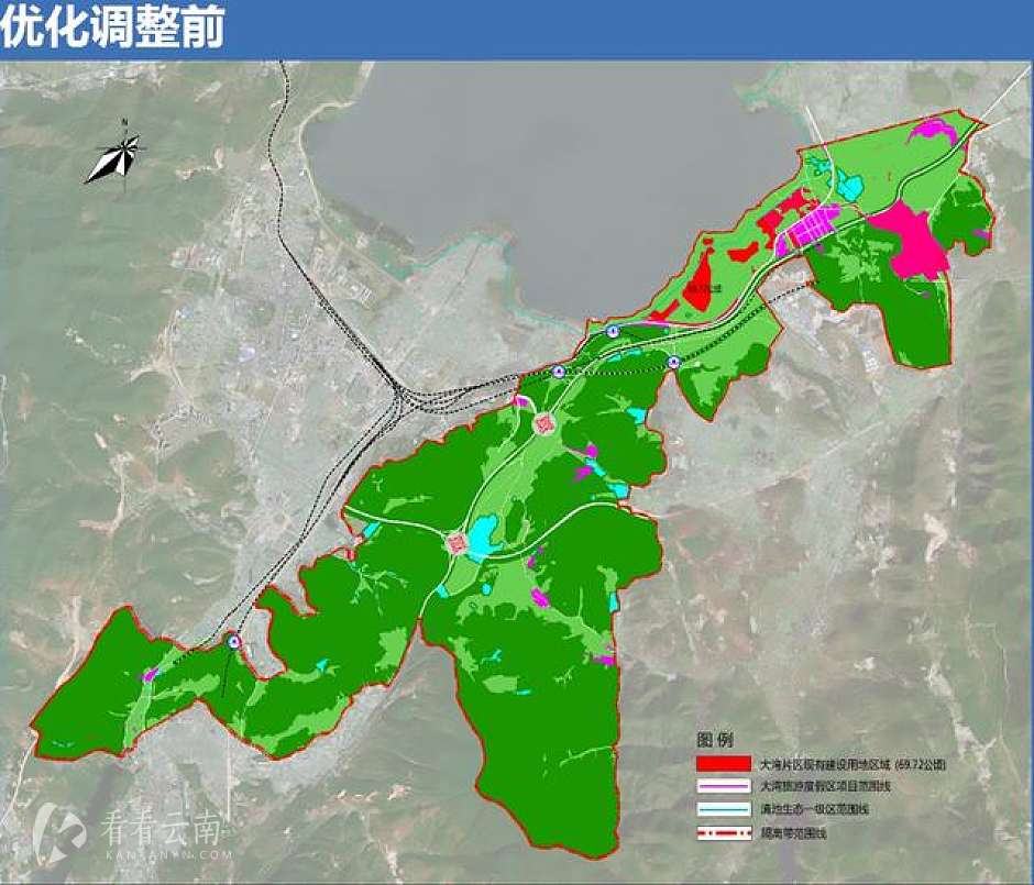 晋宁区昆阳-晋城生态隔离带优化调整前范围（红线范围内）