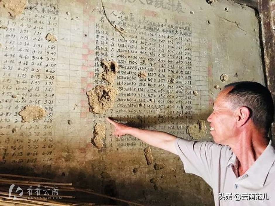 海晏社区主任李忠良指着61年前墙上写着父亲名字，非常兴奋