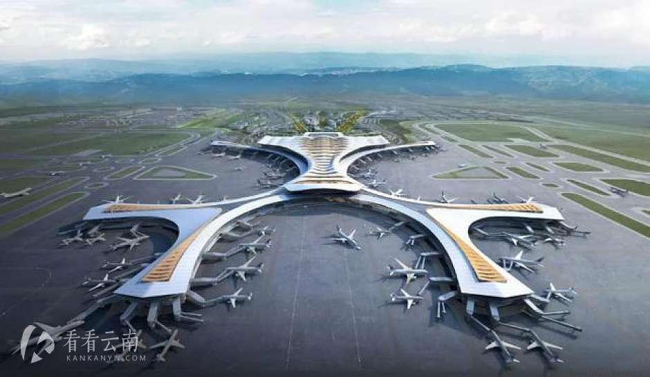 已启建的昆明长水机场T2航站楼效果图