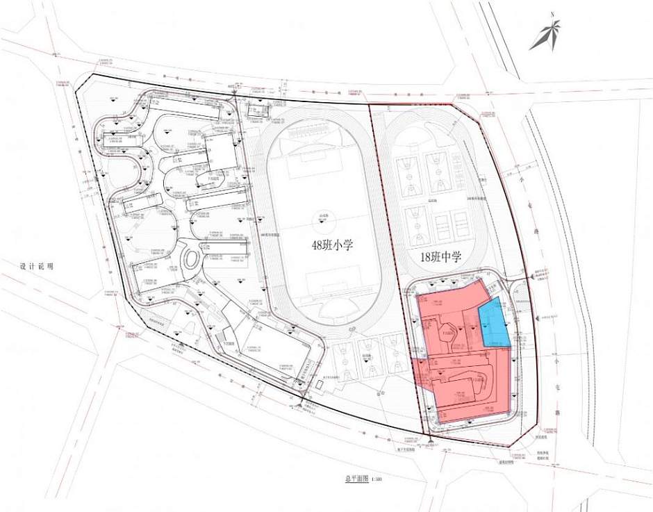 上图显示的蓝色部分为14、15号地块配建中学新增地下人防工程位置示意