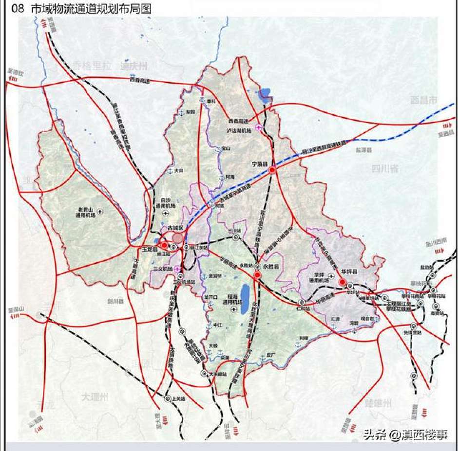 丽江市域物流通道规划布局图