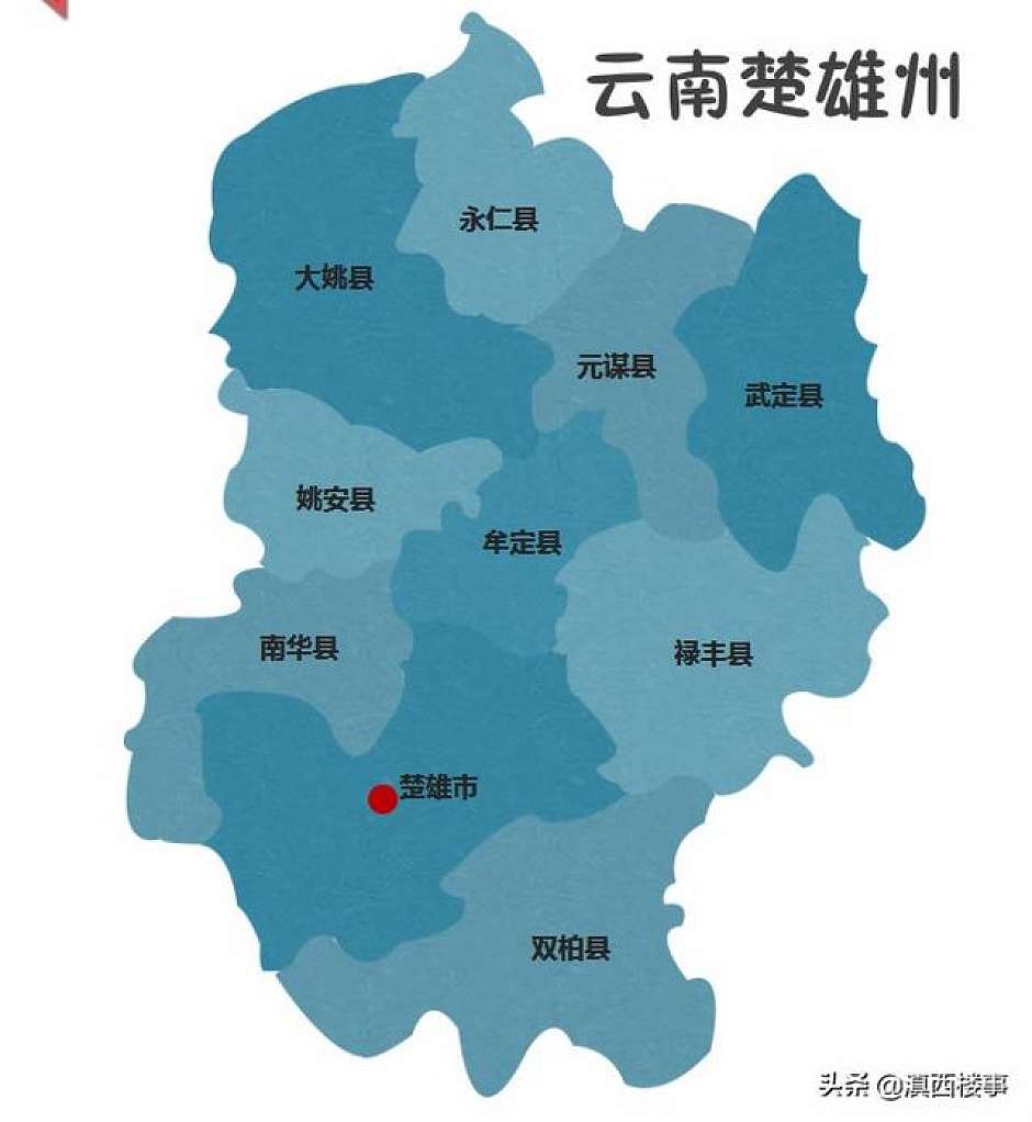 云南，楚雄州概略图