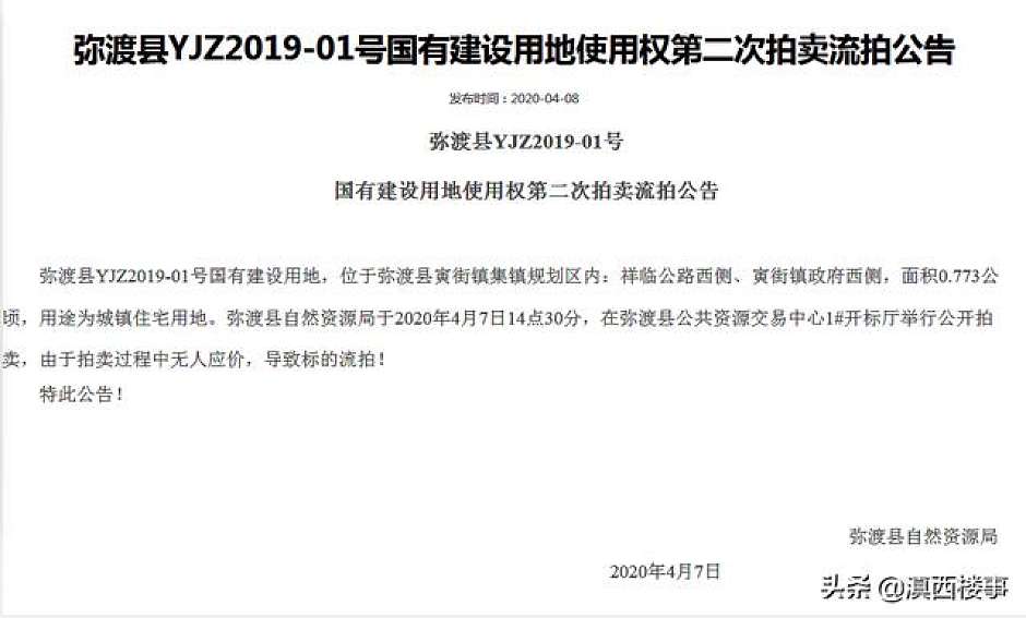 土地流拍公示