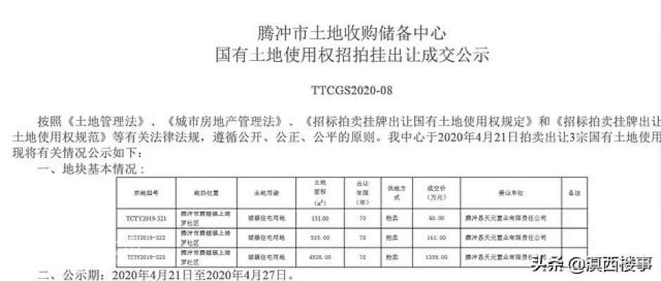 拿地信息公示