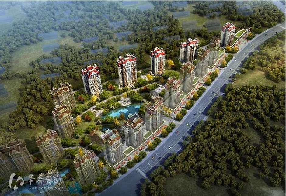 昆明恒大文化旅游城A5地块项目鸟瞰效果图