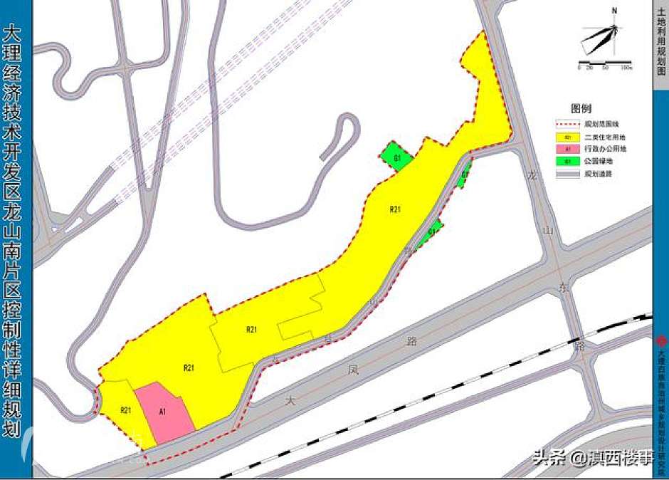 龙山南片区土地利用规划图（黄色为住宅）