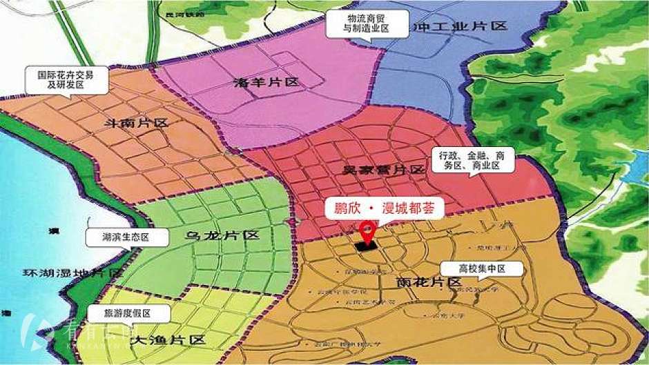 美国彼得卡尔索普大师设计规划的呈贡片区分布图