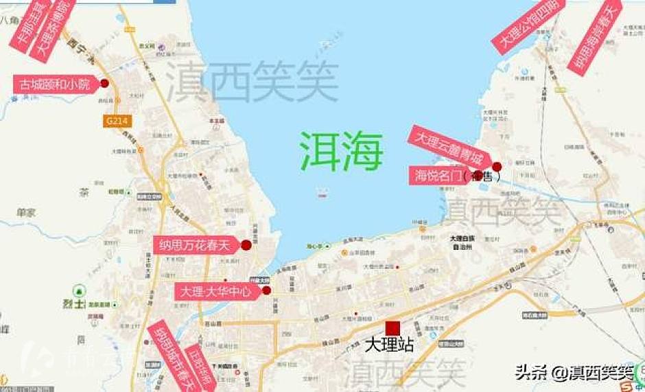 大理部分在售新盘及将推售新盘分布图