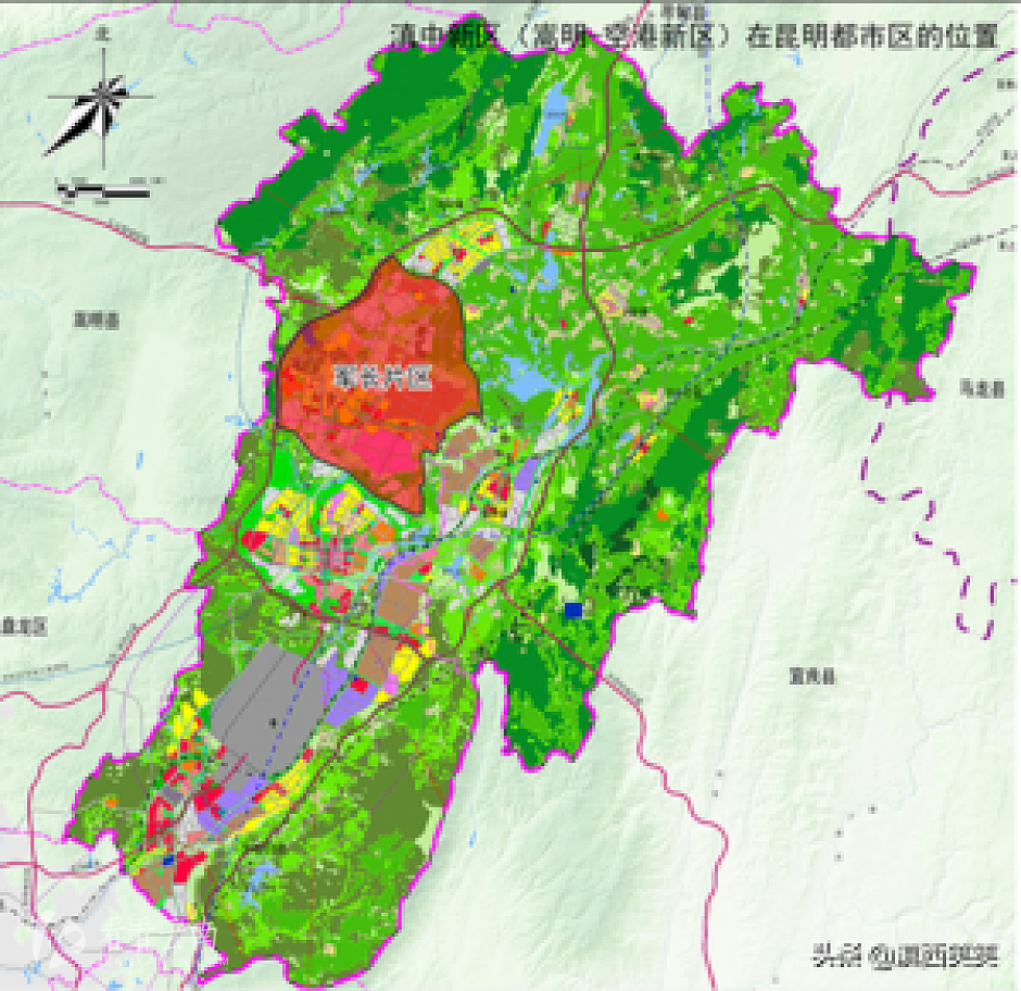 嵩明县军长片区的区位(红色区域部分)