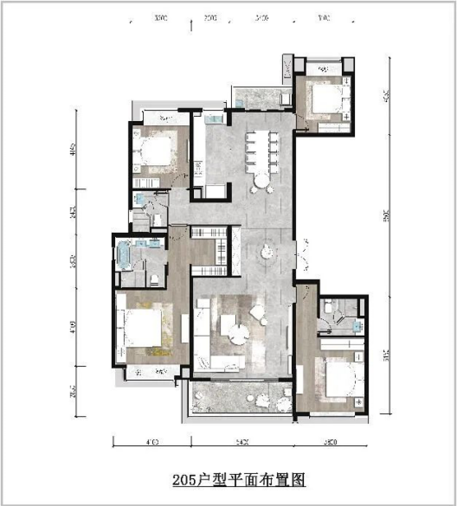 锦粼天序建面约205㎡户型