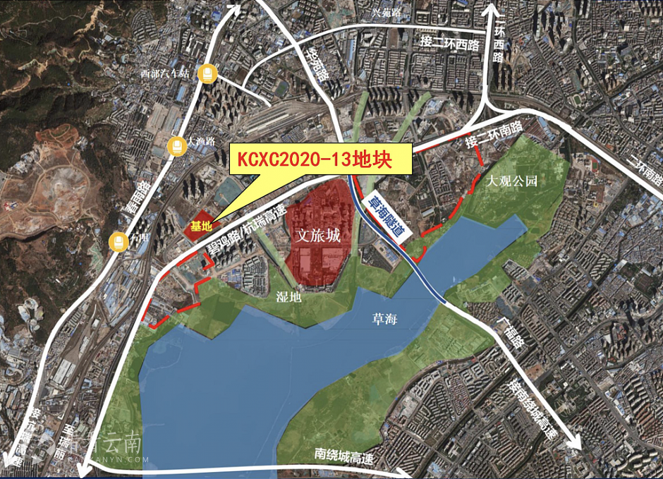 昆明融创文旅城二期首期,华融府翰学苑地块位置示意图