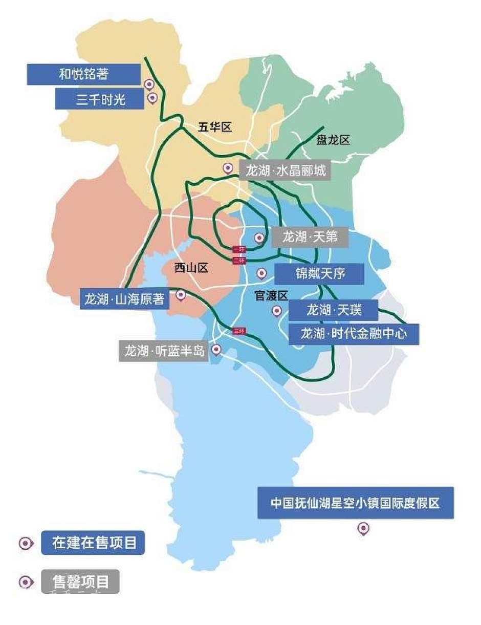 昆明龙湖在售五盘布局图