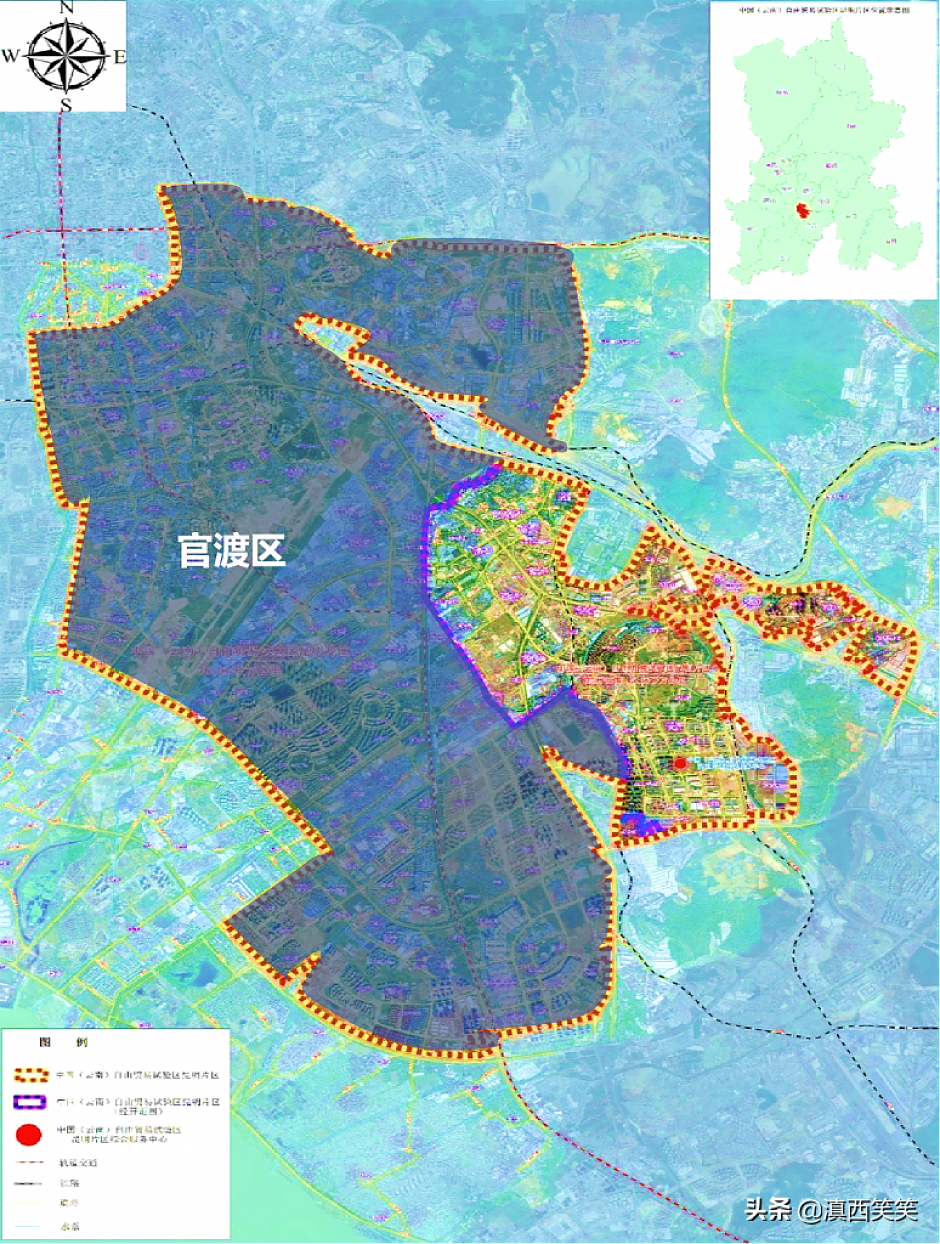 自贸区昆明片区区位图(橙色虚线范围内)