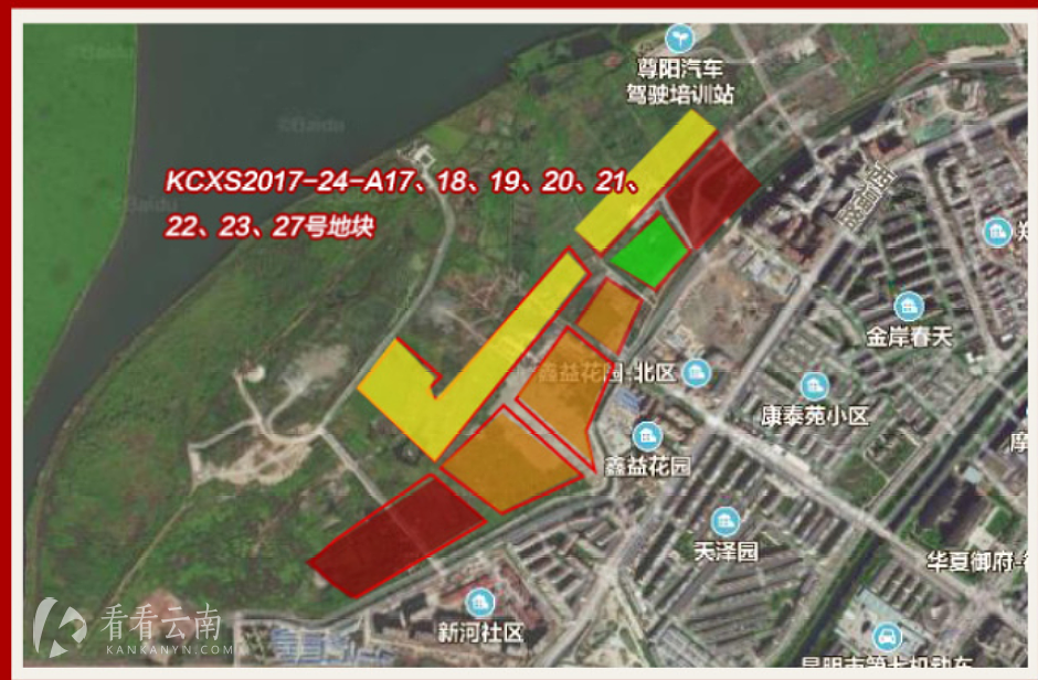 昆明草海东岸，原宝能8宗地块区位图