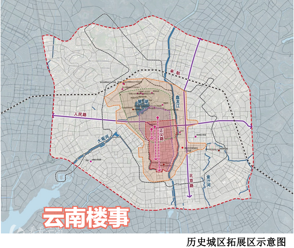 昆明历史城区拓展区示意图