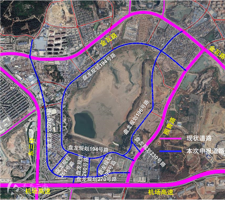 昆明东白沙河片区7条道路分布图