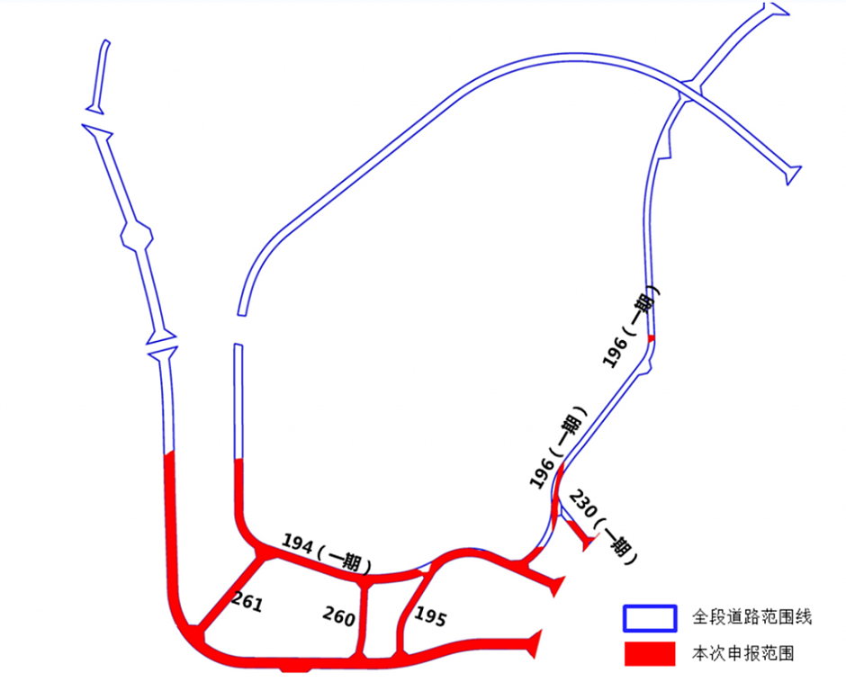 昆明东白沙河片区拟修7条道路一期工程分布图