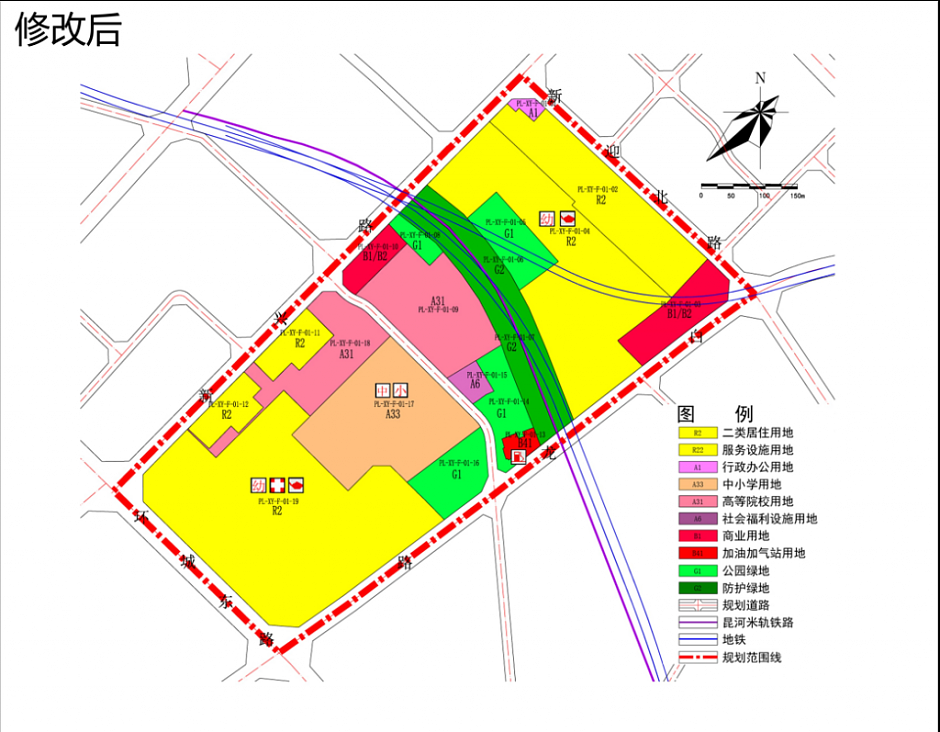整个理工大学片区调规后规划图（黄色为住宅，绿色为绿地）