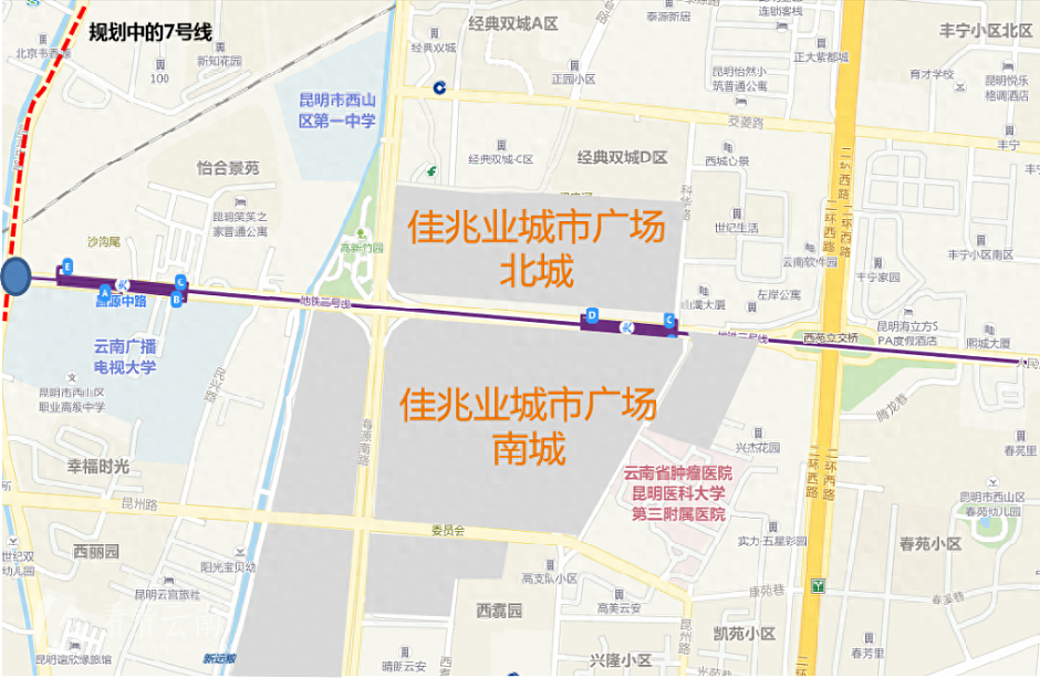 昆明人民西路西，原佳兆业城市广场版图示意图